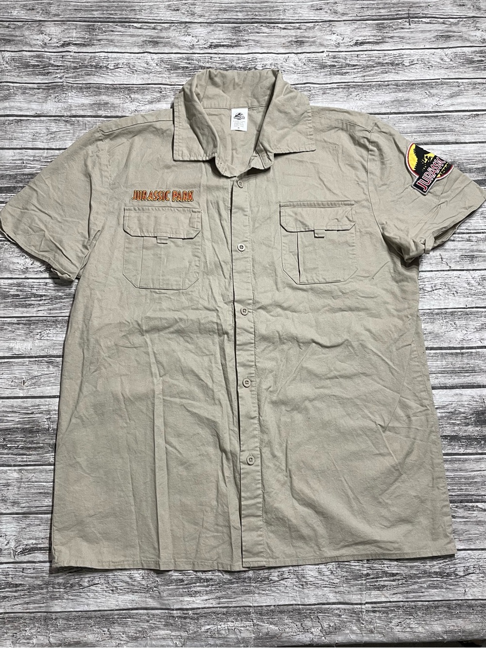 Adult Medium Jurassic Park Crew Member Halloween Costume Shirt Excellent Conditi